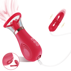 Triple Action Licking Sucking Thruster Vibrator Toy