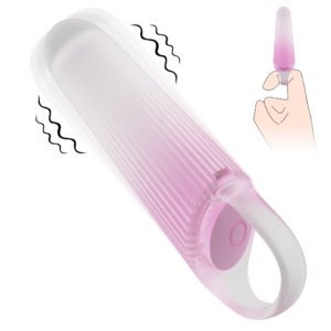 Jelly Vibe pink and white bullet vibrator with a loop-shaped end